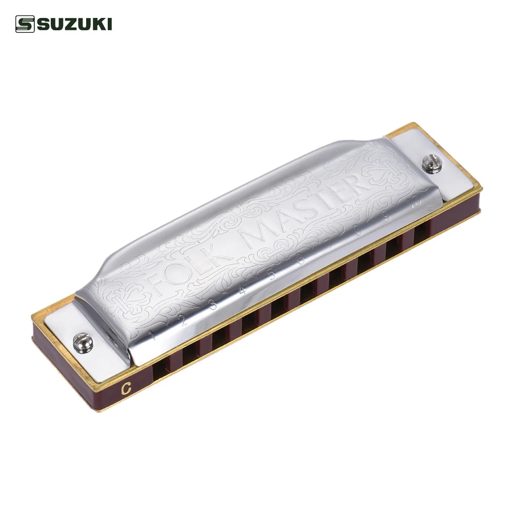 【Exclusive Offer】 Suzuki 1072-C Folkmaster Standard 10-Hole Diatonic Harmonica Key Of A B C E F 20 Tone For Beginner Student Musical Instruments