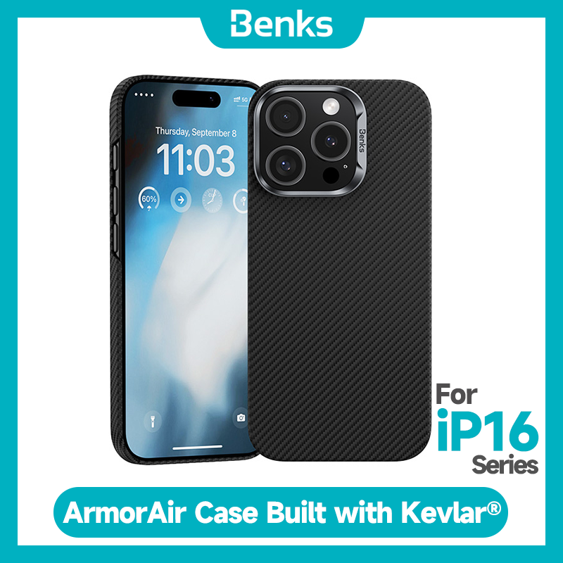 Benks magclap armorair trường hợp làm bằng Kevlar®[600D] cho iPhone 16 Pro Max tối giản siêu mỏng từ tính Bìa MagSafe tương thích