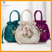 Mini Embroidered Bucket Bag for Women - Handmade Top Handle