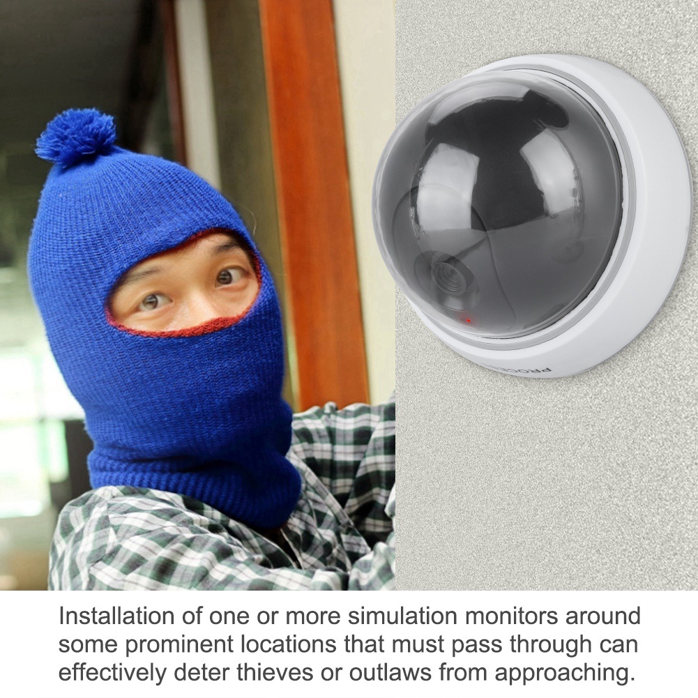 Trắng Dome Dummy giám sát an ninh gia đình máy ảnh với simulated IR đỏ nhấp nháy đèn
