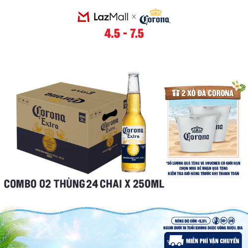Combo 2 Thùng 24 Chai Bia Corona Extra Nhập Khẩu (250ml/chai)