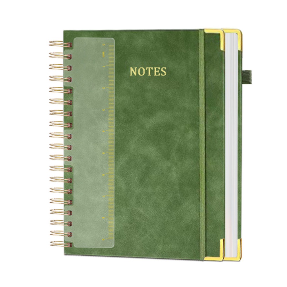 LALEUCA Thick Paper PU Leather Notebook 300 Pages Smooth Writing Twin Coil Binding Durable No Ink Bleed Lined Notebook Office Use
