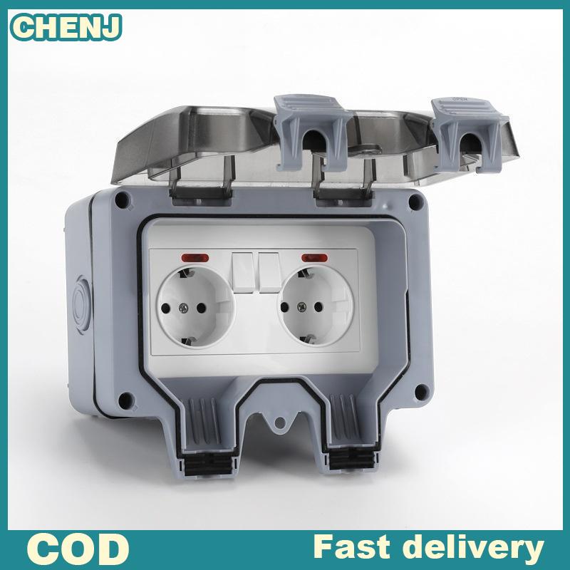 CHENJ Eiomr ปลั๊กไฟกันน้ำ IP66กล่องปลั๊กไฟกันน้ำมาตรฐานยุโรปฝรั่งเศสสหราชอาณาจักรสำหรับใช้ในการก่อสร้างกลางแจ้งในสนาม ราคา 370 บาท*ส่งฟรี