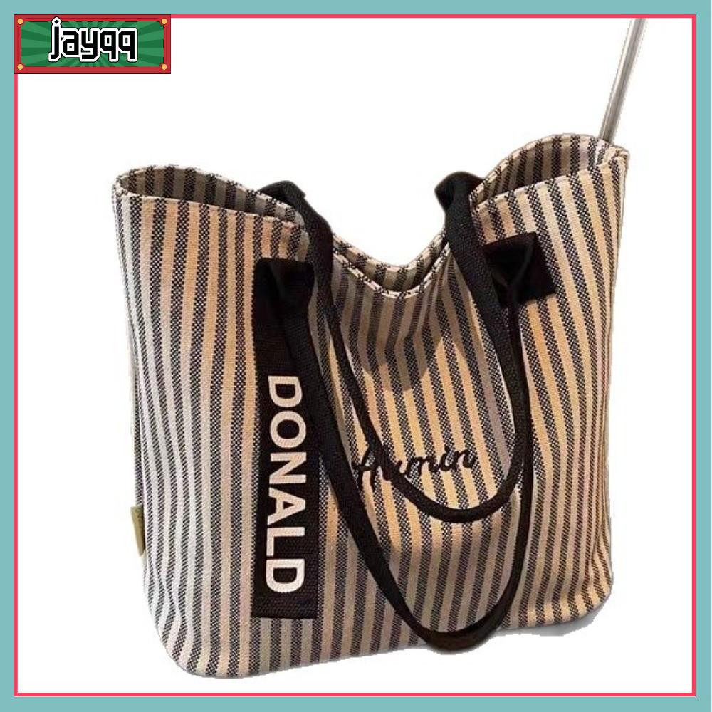 JAYQQ Sọc Túi xách Dung lượng lớn Đa chức năng Túi đeo vai Thường ngày Vải canvas Túi đi làm Phụ nữ