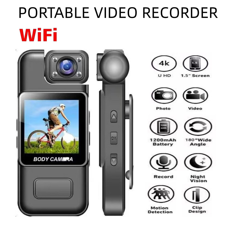 Cash on Delivery. 2K Body Cam Camera, Portable, Can Be Carried in a Bag or on the Chest. Connects to Mobile Phones Via Wifi. Has a Night Vision System. ราคา 458 บาท*ส่งฟรี