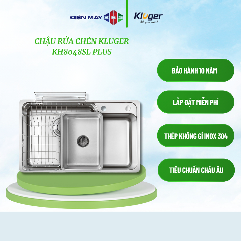 Chậu rửa bát Kluger HARU Series KH8048SL Plus, Bề mặt SUPER LINEN dập nổi, Bảo hành 10 năm - STM