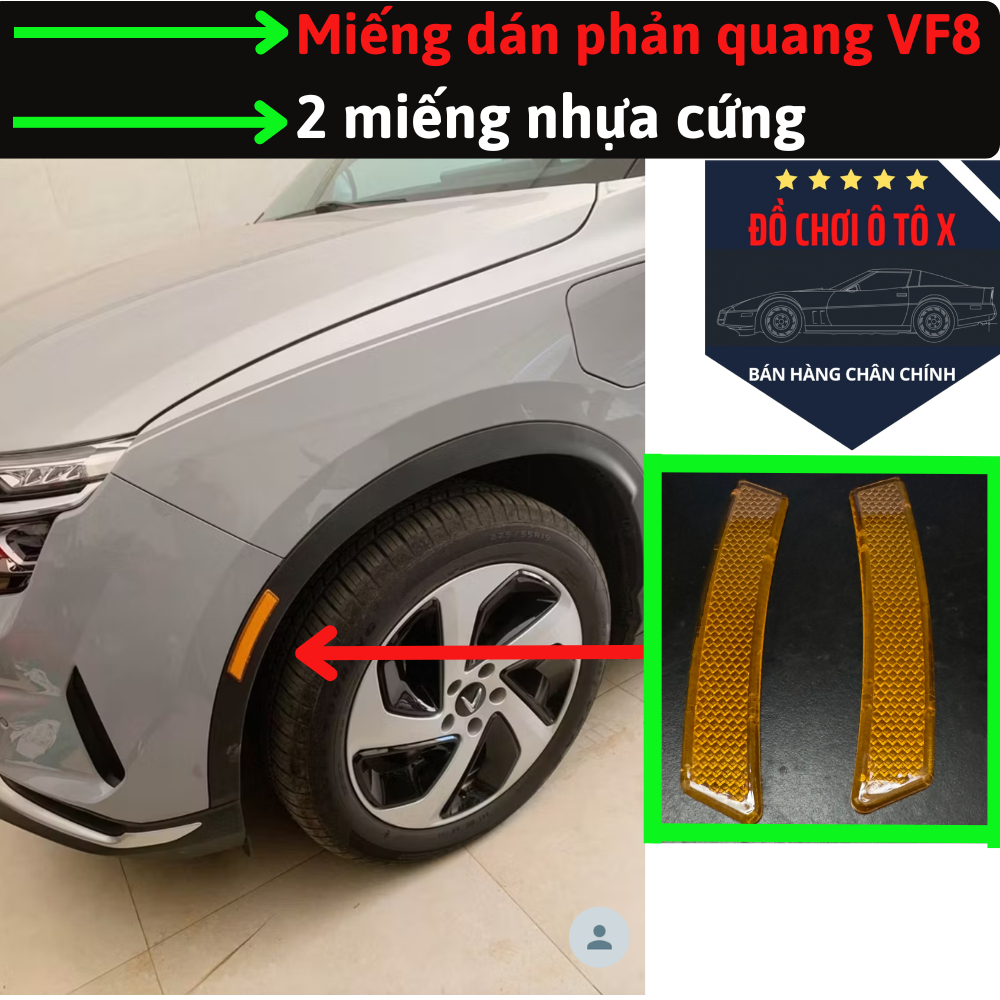 Miếng dán phản quang bằng nhựa cứng VINFAST VF8 theo phiên bản xuất mỹ (1 cặp)