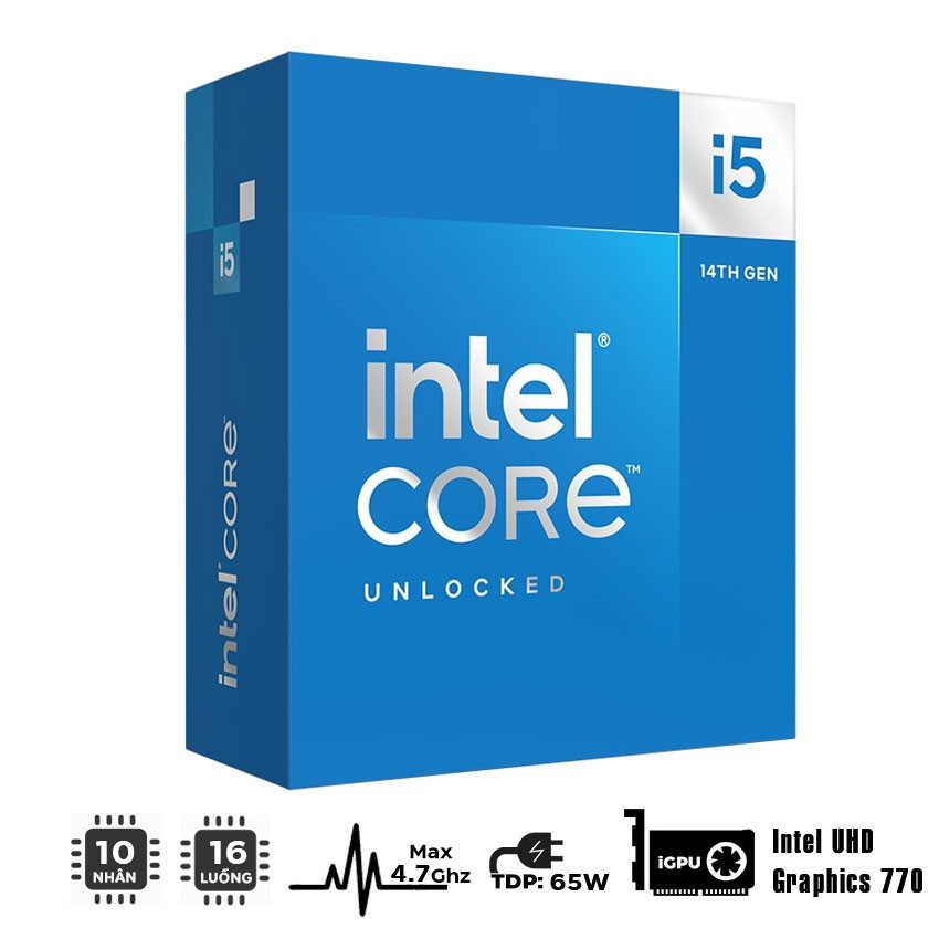 CPU Intel Core i5 14400 (Intel LGA1700 - 10 Core - 16 Thread - Base 2.5Ghz - Turbo 4.7Ghz - Cache 20MB)