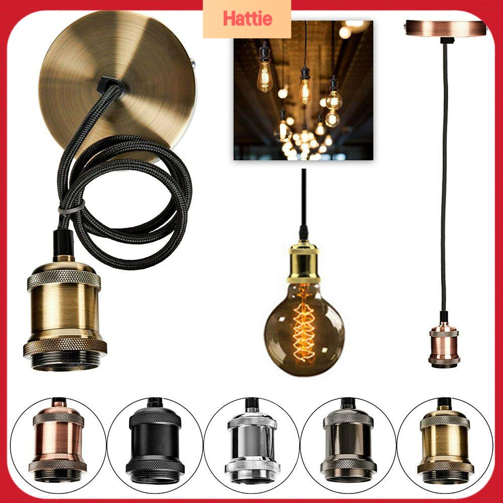 Hattie Cổ Điển Retro đui vặn vỏ nhôm đèn chủ Mặt dây chuyền Đui bóng đèn ổ cắm đèn E27 Đèn chủ