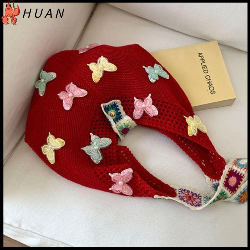 HUAN Dung lượng lớn Túi xách nữ Móc hoa bướm Phong cách boho Túi đeo chéo  Nhiều màu sắc Túi xách