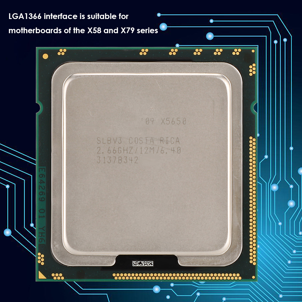 6 lõi CPU 95 Wát tiêu thụ điện năng 12 chủ đề CPU 2.66Ghz tần số cho Xeon X5650 cho X79 loạt Bo mạch chủ