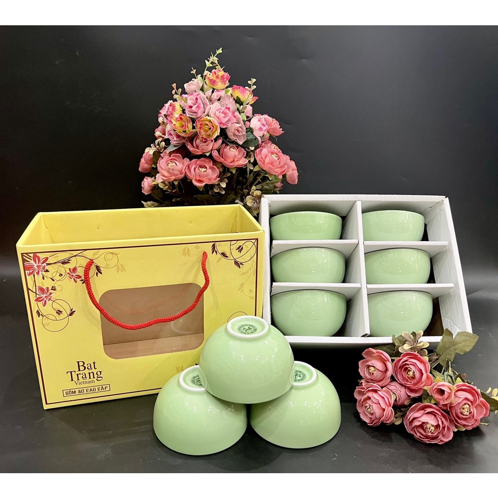 Set Bát Cơm Bát Tràng Cao Cấp Hàng Loại I - Bộ Bát Ăn Cơm Men Ngọc - Bộ chén ăn cơm Bát Tràng