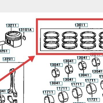 Ring piston set Standar Toyota NAV1 RAV4 Original Toyota 13011-28120 Harga  2,430,000 Ringgit*Penghantaran Percuma