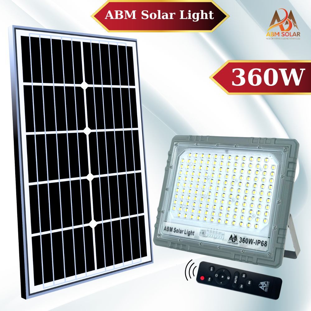 [360W] Đèn Năng Lượng Mặt Trời Nhôm Đúc Nguyên Khối,Chiếu Sáng Trong Nhà, Kho Hàng ABM SOLAR