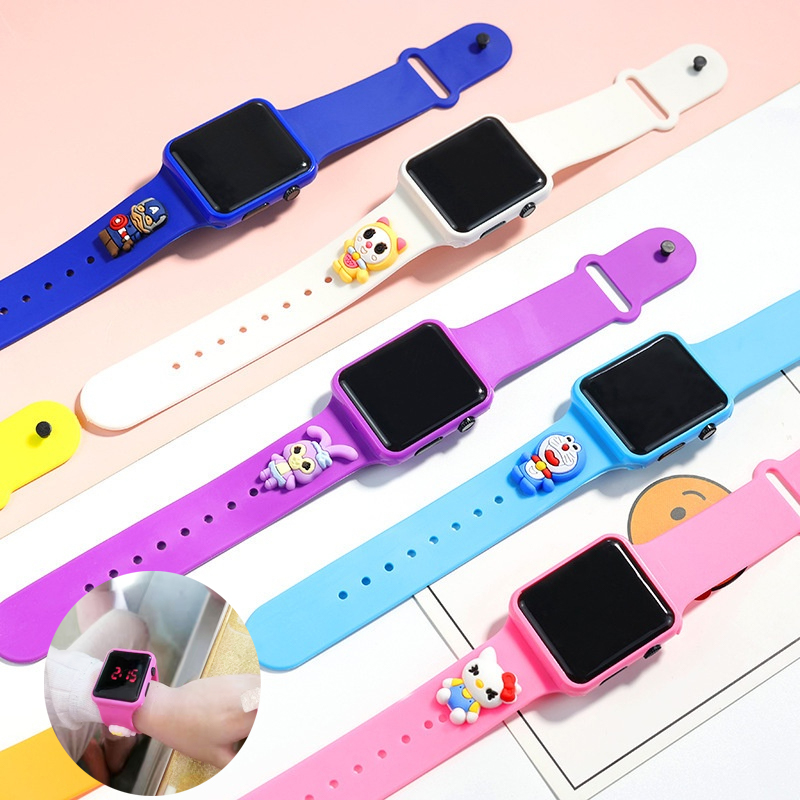 2024 Trẻ Em Của Đồng Hồ Vuông Phim Hoạt Hình 3D Búp Bê Đồng hồ điện tử màn hình LED Cho Sinh Viên dây cao su tập thể dục đồng hồ có dây đeo Cho Trẻ Em Cô Gái Cậu Bé