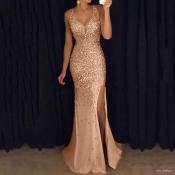 Gold Sequin Party Ball Gown - Fast Delivery 