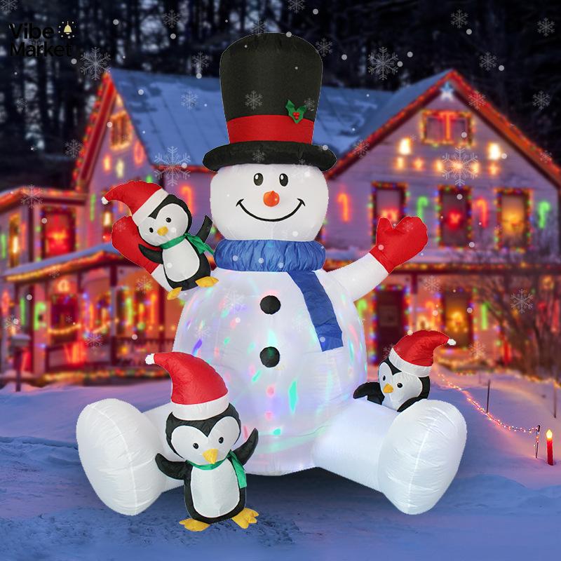 สไตล์ใหม่ 2.1M Christmas Inflatable Snowman Penguin ซ้อนปาร์ตี้กลางแจ้ง Inflatable ตกแต่งด้วยไฟสี ราคา 2,212 บาท*ส่งฟรี