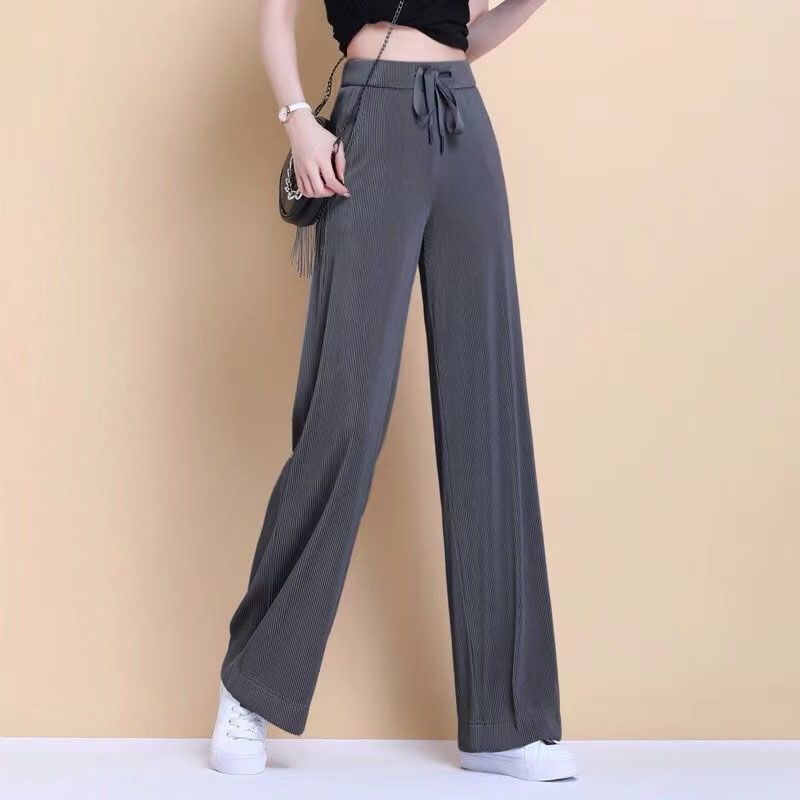 Mỏng mùa xuân và mùa hè quần ống rộng nữ thời trang eo cao dáng rộng quần thường ngày linh hoạt quần ống đứng nữ dáng ôm