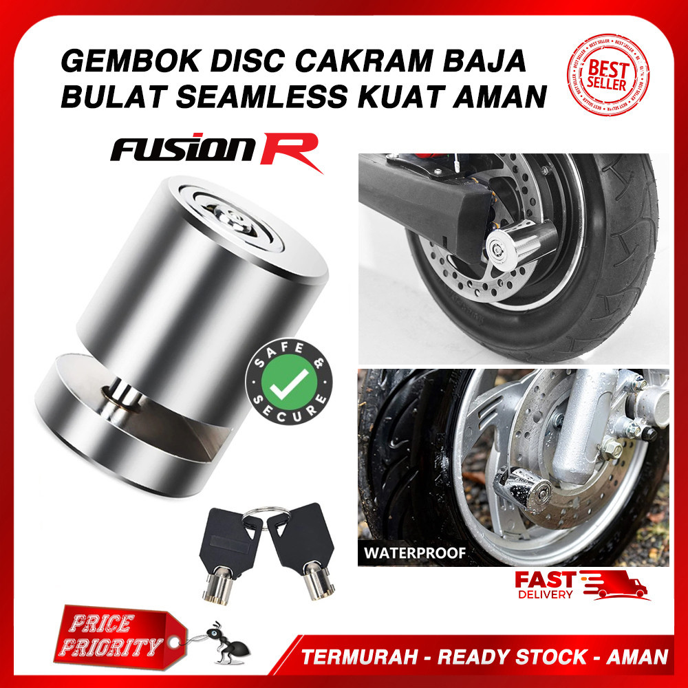 Gembok Kunci Disc Cakram Bulat Baja Pengaman Motor Sepeda Kuat Aman Disk Lock FSR Thailand Harga 49,999 rupiah*Gratis Ongkir