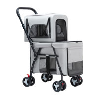 2Days⭐Local Warehouse⭐ 2-In-1 Pet Stroller - Detachable Double Layer Cat & Dog Carrier Lightweight Foldable Design For Outdoor Walking/Vet Visits Breathable Mesh Travel Cart （carriers & Travels)