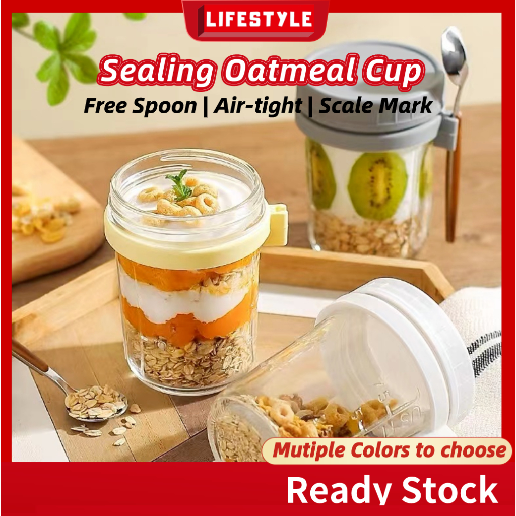 4 Pack Overnight Oats Containers With Lids And Spoons 16 Oz Glass+Plastic  For Overnight Oats Leak Proof Oatmeal Container - AliExpress