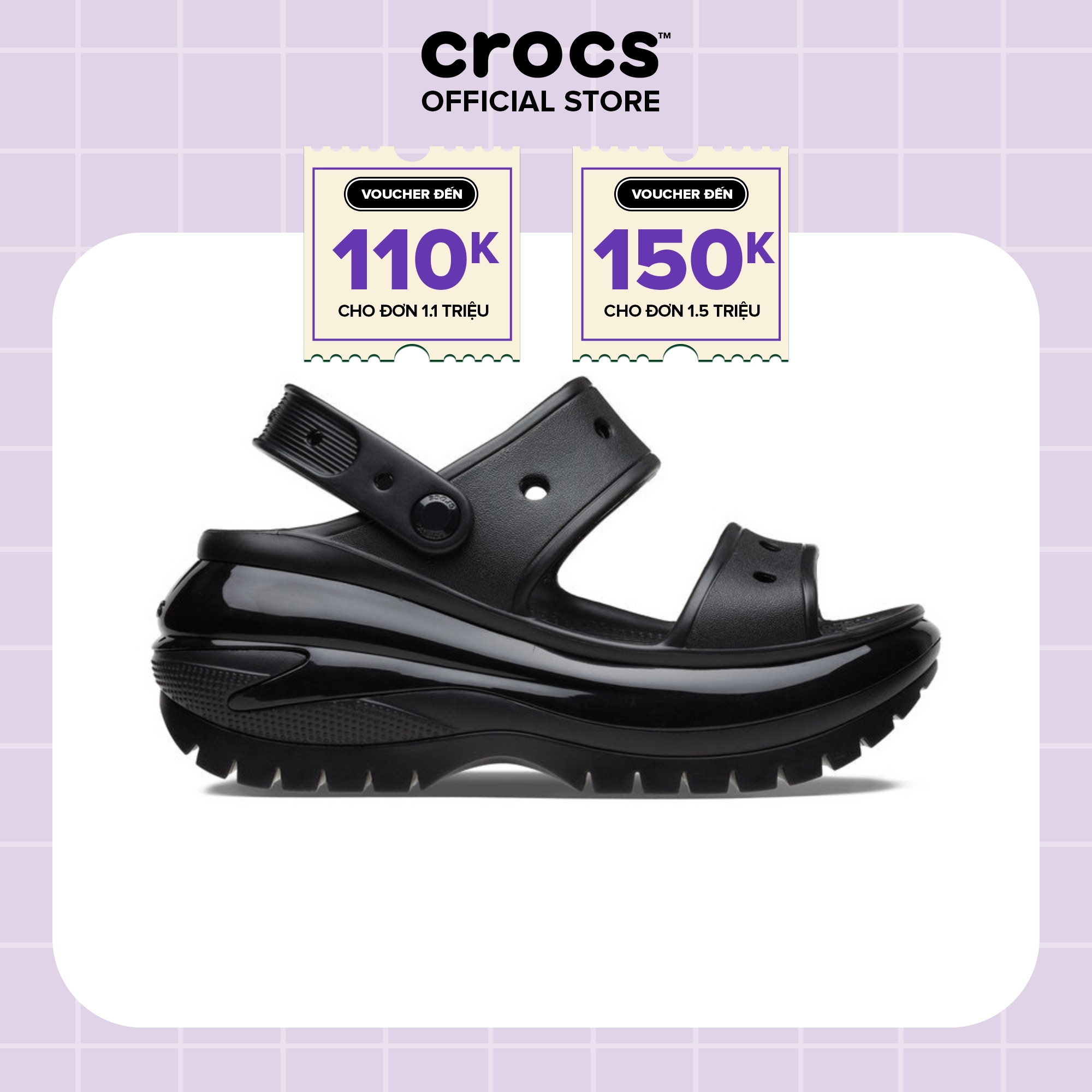 Xăng Đan Unisex Crocs Mega Crush - Black