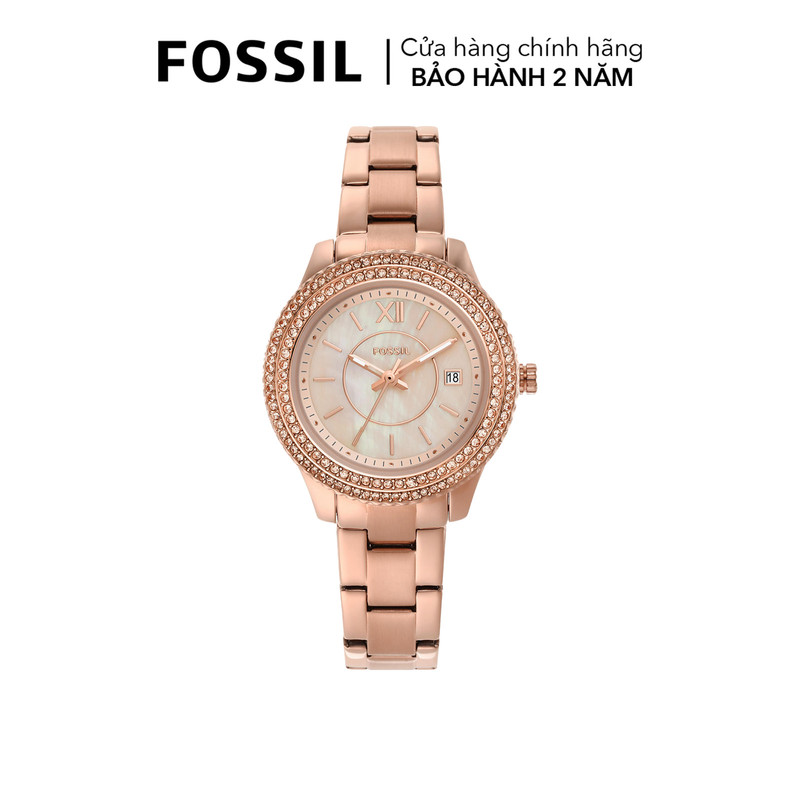 Đồng hồ nữ fossil stella dây kim loại, mặt 30 mm, màu vàng hồng, es5136