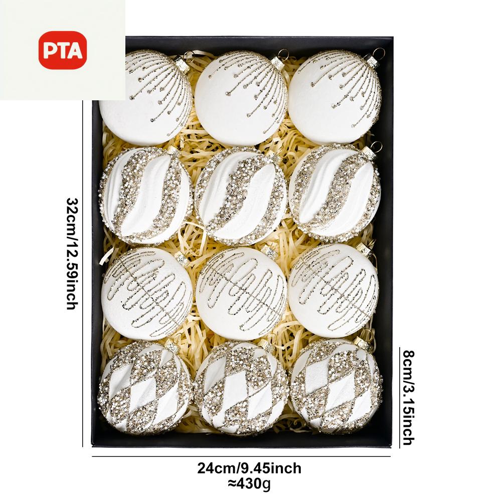 【Homestylish 】 12 gói đồ trang trí bóng lấp lánh giáng sinh 8cm cho cây và vòng hoa trang trí cửa hàng thời trang mới