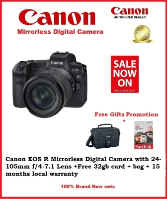 Canon EOS R Mirrorless Digital Camera with 24-105mm f/4-7.1 Lens +Free 32gb card + bag + Additional Free Gift + 15 months local warranty