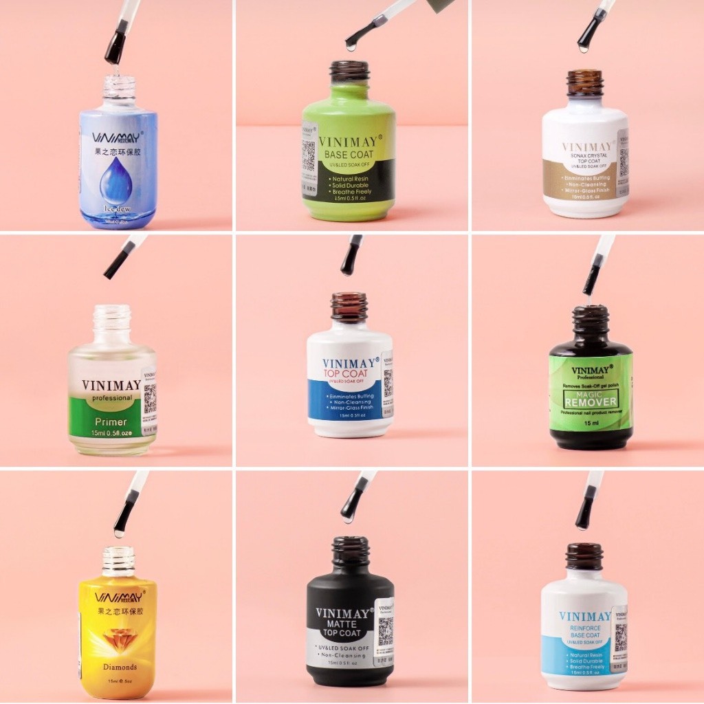 Base top cứng móng top kim cương top cường lực phá gel vinimay 15ml dùng đèn uv led sơn gel móng tay