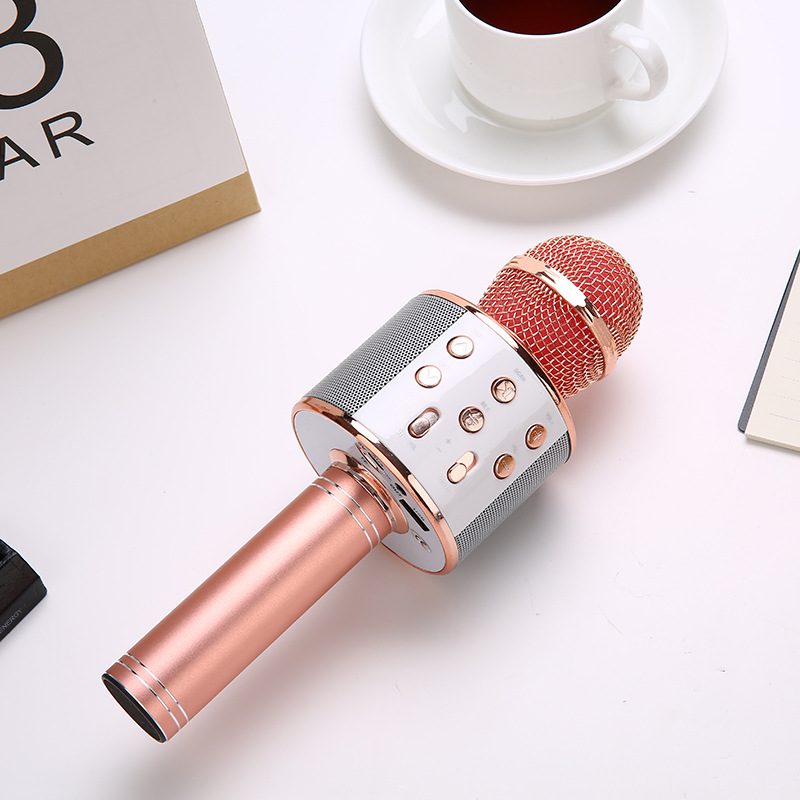 Romoss Micro Hát Karaoke Bluetooth Không Dây WS-858, Kèm loa Âm vang Ấm mic hát karaoke cầm tay mini micro hát trên xe hơi mic hát , loa bluetooth mini