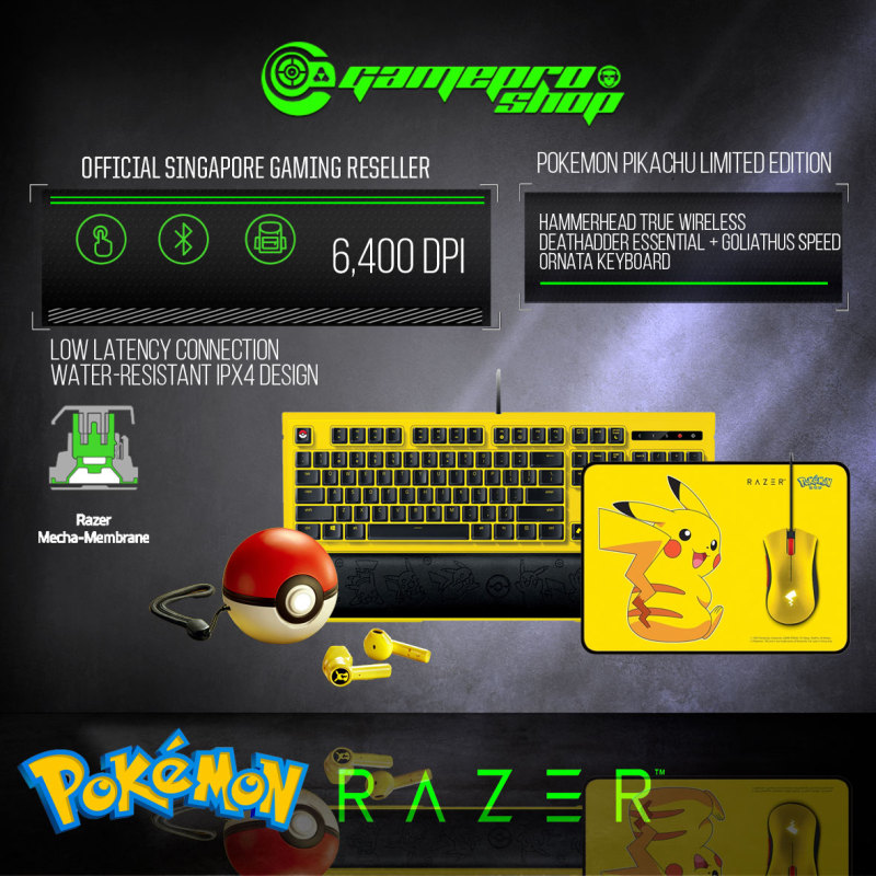 Razer Pokemon – Pikachu Limited Edition Full Set (Mouse + Mousemat + Keyboard + Earbuds) (2Y) Singapore