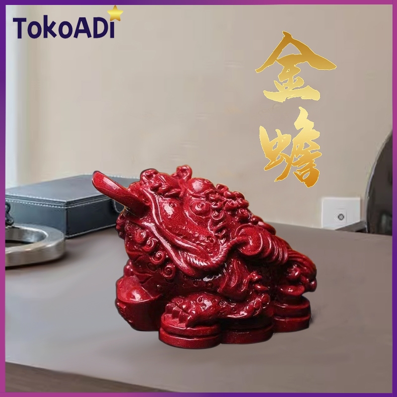 Patung Kodok Emas Katak Pembawa Uang Patung Keberuntungan Cinnabar/Patung Kodok Cinnabar Fengshui