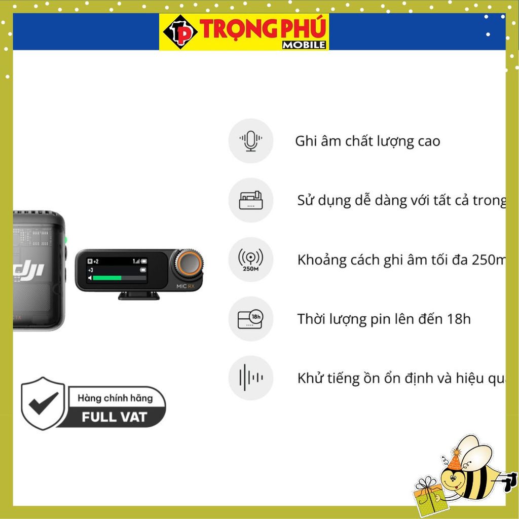 Micro thu âm DJI Mic 2 (1 TX + 1 RX) 1 mic + 1 thu + phụ kiện - CH2