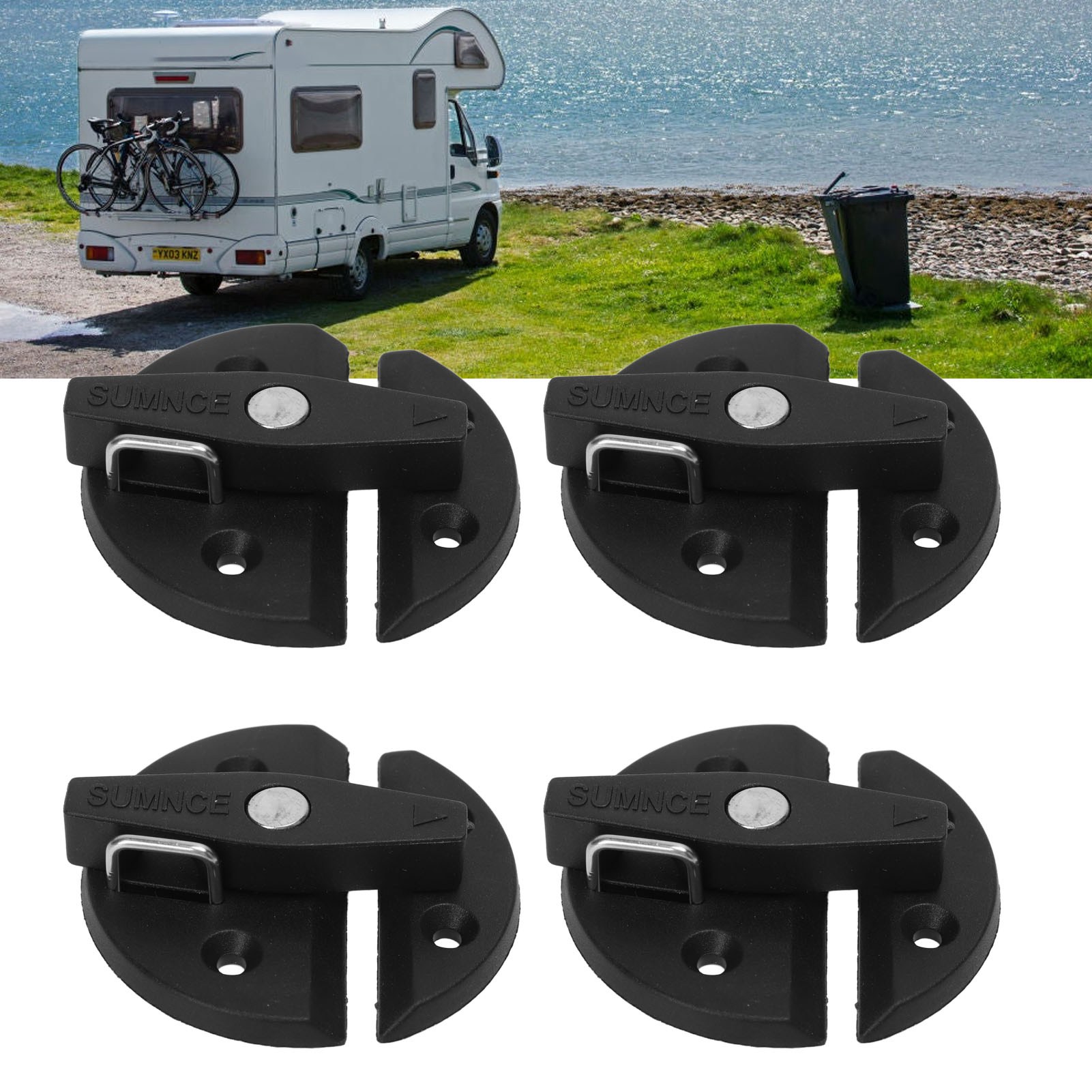 Cửa Thuyền 4 Bộ Thuyền Tủ Gia Cố Nylon 59Mm Vòng Lần Lượt Nút Khóa Cho Du Thuyền Rv Cửa Tủ Hatch