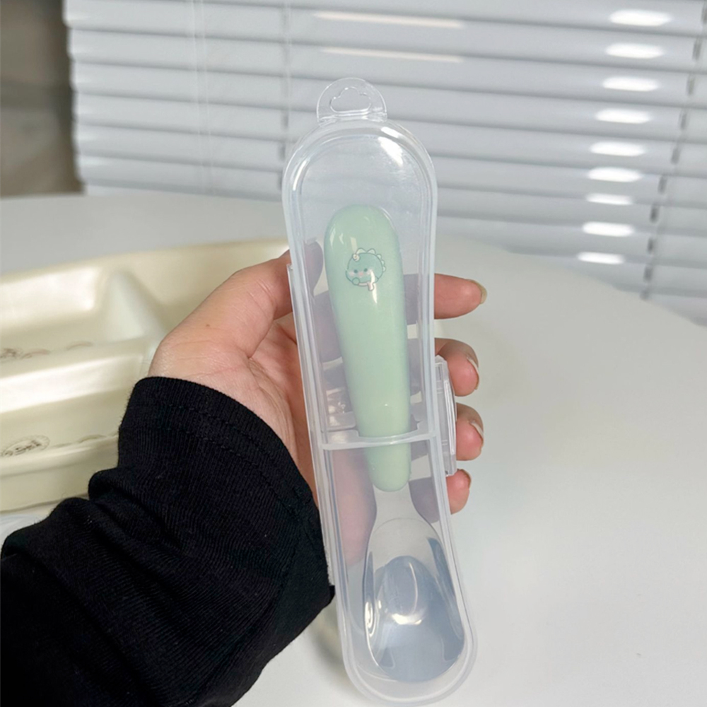 VIVOLILV ⭐50% Discount Coupon⭐ Stainless Steel Cutlery Set For Baby Food Grade Spoons And Forks Long Baby Training Equipment With Cutlery Box Thick And Portable Cutlery