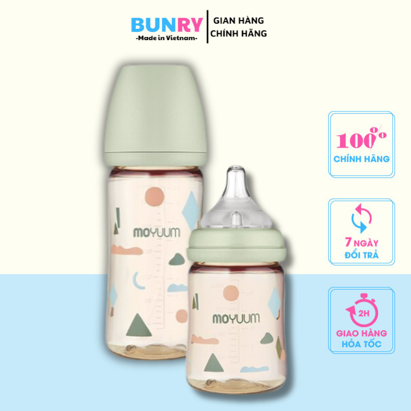 Bình sữa Moyuum Mây Xanh nhựa PPSU 170ml 270ml Hàn Quốc an toàn tiện lợi