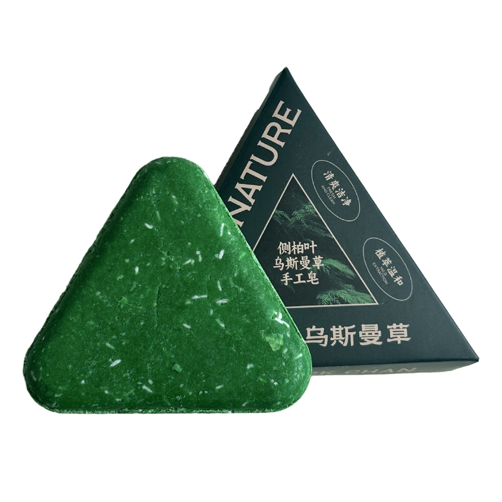 Xà phòng gội đầu hình tam giác Nature Usman cỏ xanh, xà phòng handmade 120g