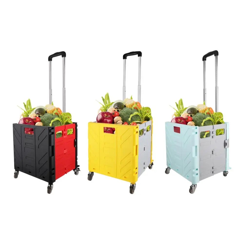 【High-quality】 Folding Handcart Utility Cart Wheeled Shopping Cart 155 Lbs Grocery Shopping Portable Car Trolley