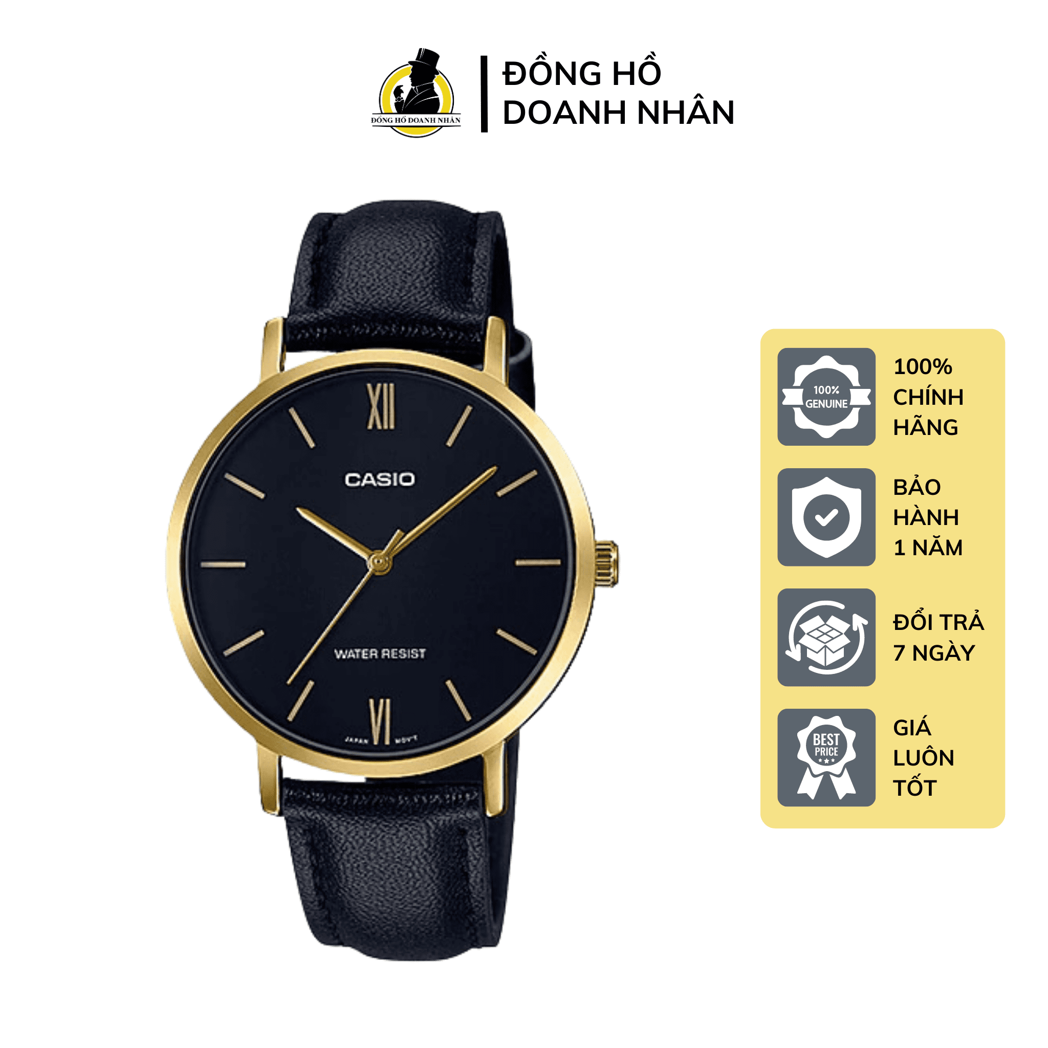 Đồng Hồ Nữ LTP-VT01GL-1B Kính Khoáng Size 34mm Viền Bạc Chống Nước 50m Bảo Hành 1 Năm Tại Đồng Hồ Doanh Nhân