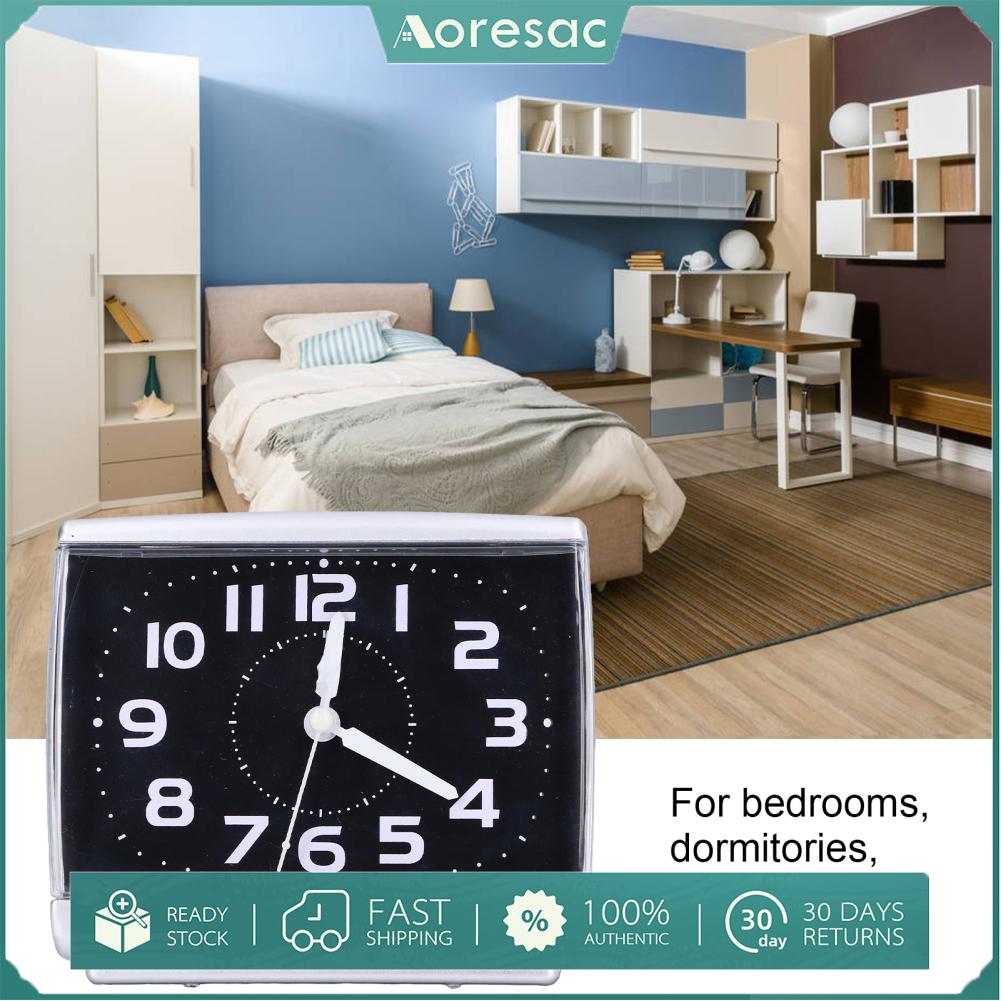 Aoresac Đồng hồ báo thức vuông Đồng hồ treo tường phong cách đơn giản Máy tính để bàn sinh viên phòng ngủ văn phòng trang trí nhà màu đen
