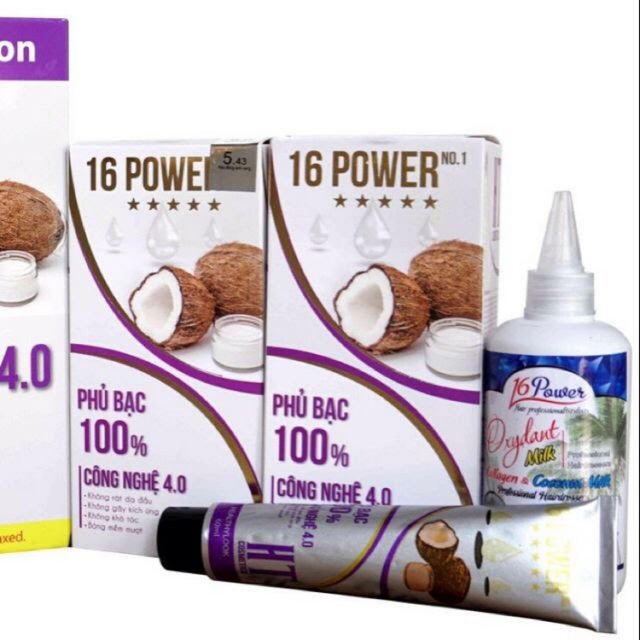 Thuốc nhuộm tóc phủ bạc hương Dừa, nâu socola, hạt dẻ phủ bạc màu thời trang cao cấp 16 Power 60ml AZ.pro có oxy đi kèm