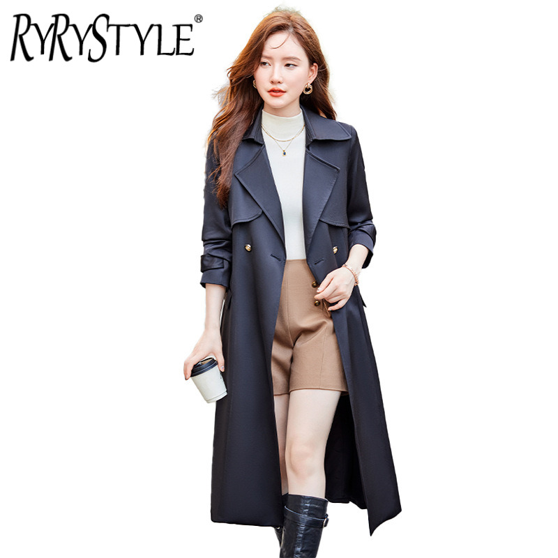 RYRYSTYLE Purple Red Trench Coat, Women's Spring And Autumn New Style, High-End British Style 5126 ราคา 2,145 บาท*ส่งฟรี