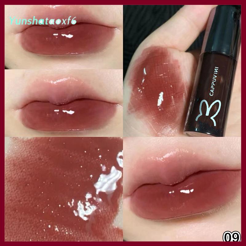yunshataoxf Cappuvini Nước Tráng Men Gương Son Bóng Trang Điểm Pha Lê Thạch Dưỡng Ẩm Son Môi Lâu Dài Màu Sắc Chất Lỏng Son Môi Mỹ Phẩm - 5
