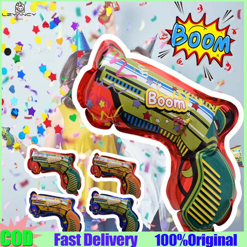 Lzyancy【ready stock】10pcs Balloon Salute Gun Automatic Inflatable Fireworks Gun Handheld Confetti Poppers Cannons Party Toys For New Year Birthday ราคา 77 บาท*ส่งฟรี