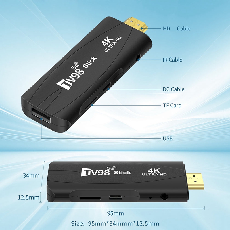 TV98 TV STICK Android12.1 2.4G 5G WiFi Android Smart TV BOX 4K 60Fps Set