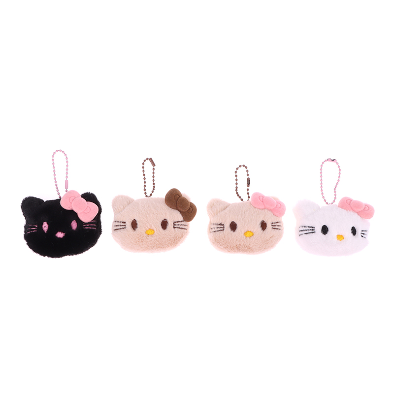 XINZES Kawaii squeak Bowknot Hello Kitty sang trọng Mặt dây chuyền phim hoạt hình Sanrio Mèo Nhồi bông búp bê Keychain xe vòng chìa khóa Ba lô túi quà tặng trang trí nội thất