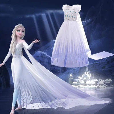 SG Seller Frozen 2 Elsa Anna Party Dress Costume Kids Children party costume short sleeved long removable cape cotton material