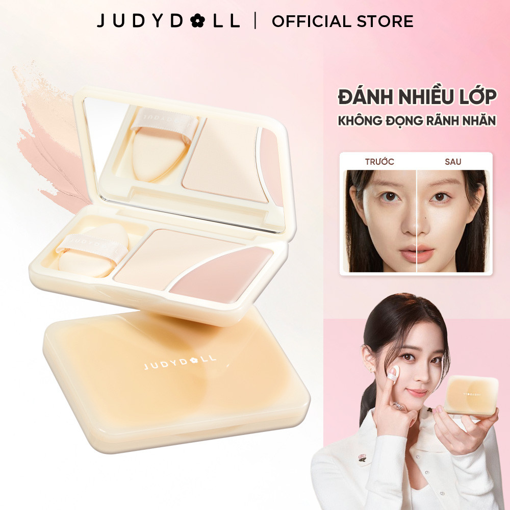Phấn Bắt Sáng JUDYDOLL 2 Màu Trang Điểm Lấp Lánh Tự Nhiên Mỏng Nhẹ Cho Mặt Highlight Bắt Sáng Giúp Lớp Trang Điểm Căng Bóng
