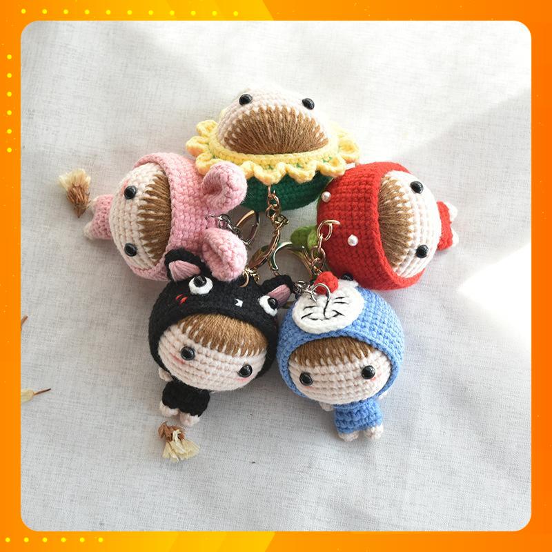 Gói nguyên liệu móc len thú cho người mới bắt đầu , Set DIY tự làm móc khoá handmade bằng len xinh xắn, dễ làm